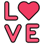 Love Word And Pink Heart free icon for commercial use