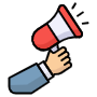 Megaphone Marketing And Hand free icon for commercial use