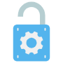 Open blue Padlock Settings free icon for commercial use