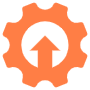 Orange Settings Up Arrow Gear free icon for commercial use