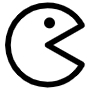 Pacman Arcade Gaming Black Thick Outline free icon for commercial use