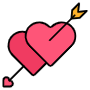 Pink Hearts And Cupids Arrow icon