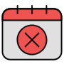 Red Calendar Cancel Event Booking free icon for commercial use