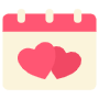 Red Wedding Day Calendar And Hearts free icon for commercial use