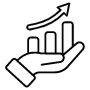 Sales Bar Chart Graphic And Hand Black Outline free icon for commercial use