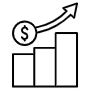 Sales Increasing Bar Chart And Dollar Sign Black Outline free icon for commercial use