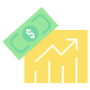 Sales Or Income Chart And Dollar free icon for commercial use