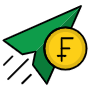Send Money Franc And Paper Plane free icon for commercial use