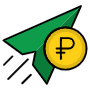 Send Money Ruble And Paper Plane free icon for commercial use