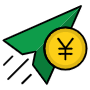 Send Money Yen And Paper Plane free icon for commercial use