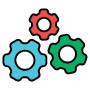 Settings Three Factory Gears free icon for commercial use