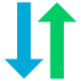 Sort By Up Down Blue Green Arrows free icon for commercial use