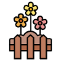 Spring Flowers And Fence free icon for commercial use