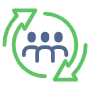Team Management And Collaboration Green Outline icon
