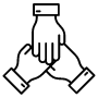 Teamwork And Three Hands Black Outline icon