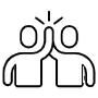 Teamwork And Two Person United Black Outline free icon for commercial use