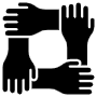 Teamwork Black Hands And Organization free icon for commercial use