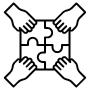 Teamwork Hands And Jigsaw Puzzle Black Outline icon