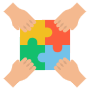 Teamwork Hands Work Together And Jigsaw free icon for commercial use