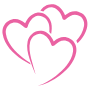 Three Pink Hearts Aesthetic Outline icon
