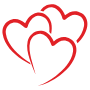 Three Red Hearts Aesthetic Outline free icon for commercial use