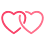 Two Pink Hearts Outline icon