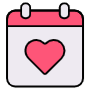 Wedding Date Calendar And Pink Heart free icon for commercial use