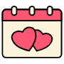 Wedding Day Calendar And Pink Hearts free icon for commercial use