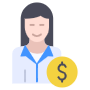 Woman Employee And Salary free icon for commercial use