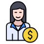 Woman Employee Salary And Dollar Coin free icon for commercial use