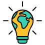 Yellow Bulb And Globe Or World free icon for commercial use