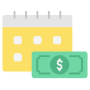 Yellow Calendar Salary Payday And Money free icon for commercial use