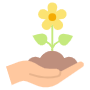 Yellow Flower And Gardeners Hand icon