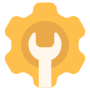 Yellow Settings Gear Wrench free icon for commercial use