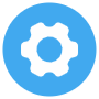 Light Blue Settings Gear Round Circle free icon for commercial use
