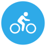 Man Riding Bike Or Cycling Blue Rounded Circle Symbol icon