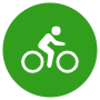 Man Riding Bike Or Cycling Green Rounded Circle Symbol free icon for commercial use