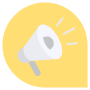 Megaphone Announcement Button Yellow Rounded free icon for commercial use