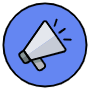 Megaphone Blue Rounded Circle free icon for commercial use
