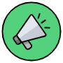 Megaphone Green Rounded Circle free icon for commercial use