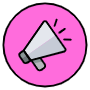 Megaphone Pink Rounded Circle free icon for commercial use