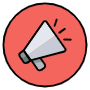 Megaphone Red Rounded Circle free icon for commercial use