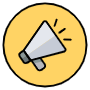 Megaphone Yellow Rounded Circle icon