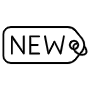 New Label Black Outline free icon for commercial use