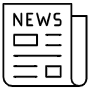 Newspaper Folded And Text Line News Black Outline free icon for commercial use