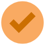 Orange Check Mark Circle Round free icon for commercial use