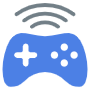 Palying Game And Wireless Blue Gamepad free icon for commercial use