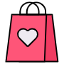 Pink Shopping Bag And Love icon