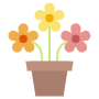Potted Colored Spring Flowers Or Gardening free icon for commercial use