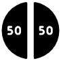 Ratio Two Pieces Black Pie Chart icon
